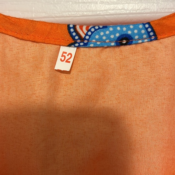 Floral Orange Dress SUN DRESS W/Pockets and side pockets.  Size 52 NWOT - Picture 3 of 7